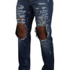 Dolce & Gabbana Blue Cotton Tattered Men Denim Jeans
