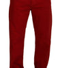 Dolce & Gabbana Red Cotton Straight Fit Men Denim Jeans