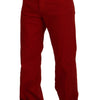 Dolce & Gabbana Red Cotton Straight Fit Men Denim Jeans