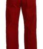 Dolce & Gabbana Red Cotton Straight Fit Men Denim Jeans