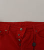 Dolce & Gabbana Red Cotton Straight Fit Men Denim Jeans