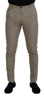 Dolce & Gabbana Beige Cotton Slim Fit Men Pants