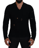 Dolce &amp; Gabbana Elegant Black Wool-Blend V-Neck Sweater