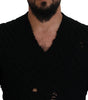 Dolce &amp; Gabbana Elegant Black Wool-Blend V-Neck Sweater