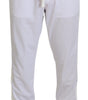 Dolce & Gabbana White Polyester Crown Logo Jogger Pants