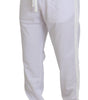 Dolce & Gabbana White Polyester Crown Logo Jogger Pants