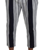 Dolce & Gabbana White Cotton Striped Cropped Pants
