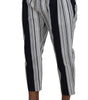 Dolce & Gabbana White Cotton Striped Cropped Pants