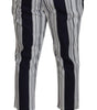 Dolce & Gabbana White Cotton Striped Cropped Pants