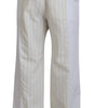 Dolce & Gabbana White Cotton Striped Formal Pants