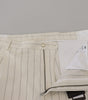 Dolce & Gabbana White Cotton Striped Formal Pants