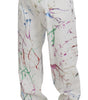 Dolce & Gabbana White Cotton Color Splash Print Denim Pants
