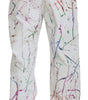 Dolce & Gabbana White Cotton Color Splash Print Denim Pants