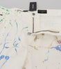 Dolce & Gabbana White Cotton Color Splash Print Denim Pants