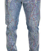 Dolce & Gabbana Blue Cotton Color Splash Print Denim Jeans