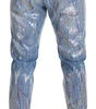 Dolce & Gabbana Blue Cotton Color Splash Print Denim Jeans