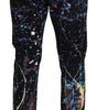 Dolce & Gabbana Black Cotton Color Splash Print Denim Jeans