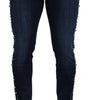 Dolce & Gabbana Blue Cotton Studded Low Waist Denim Jeans
