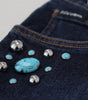 Dolce & Gabbana Blue Cotton Studded Low Waist Denim Jeans
