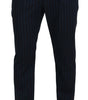 Dolce & Gabbana Blue Striped Men Formal Pants