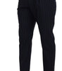 Dolce & Gabbana Blue Striped Men Formal Pants