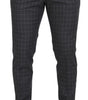 Dolce & Gabbana Grey Cotton Checkered Chino Pants