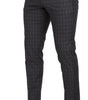 Dolce & Gabbana Grey Cotton Checkered Chino Pants