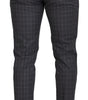 Dolce & Gabbana Grey Cotton Checkered Chino Pants