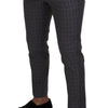 Dolce & Gabbana Grey Cotton Checkered Chino Pants