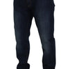 Dolce & Gabbana Blue Cotton Straight Fit Casual Denim Jeans