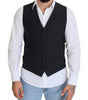 Dolce & Gabbana Black Wool Stretch Waistcoat Formal Vest