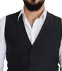 Dolce & Gabbana Black Wool Stretch Waistcoat Formal Vest