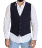 Dolce & Gabbana Dark Blue Wool Stretch Waistcoat Formal Vest