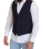 Dolce & Gabbana Dark Blue Wool Stretch Waistcoat Formal Vest