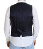 Dolce & Gabbana Dark Blue Wool Stretch Waistcoat Formal Vest
