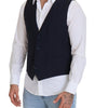 Dolce & Gabbana Dark Blue Wool Stretch Waistcoat Formal Vest