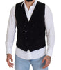 Dolce & Gabbana Black Cotton Double Breasted Waistcoat Vest