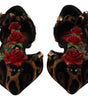 Dolce & Gabbana Brown Ballerina Embellished Leopard Print Shoes