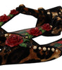 Dolce & Gabbana Brown Ballerina Embellished Leopard Print Shoes