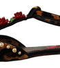 Dolce & Gabbana Brown Ballerina Embellished Leopard Print Shoes