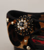 Dolce & Gabbana Brown Ballerina Embellished Leopard Print Shoes