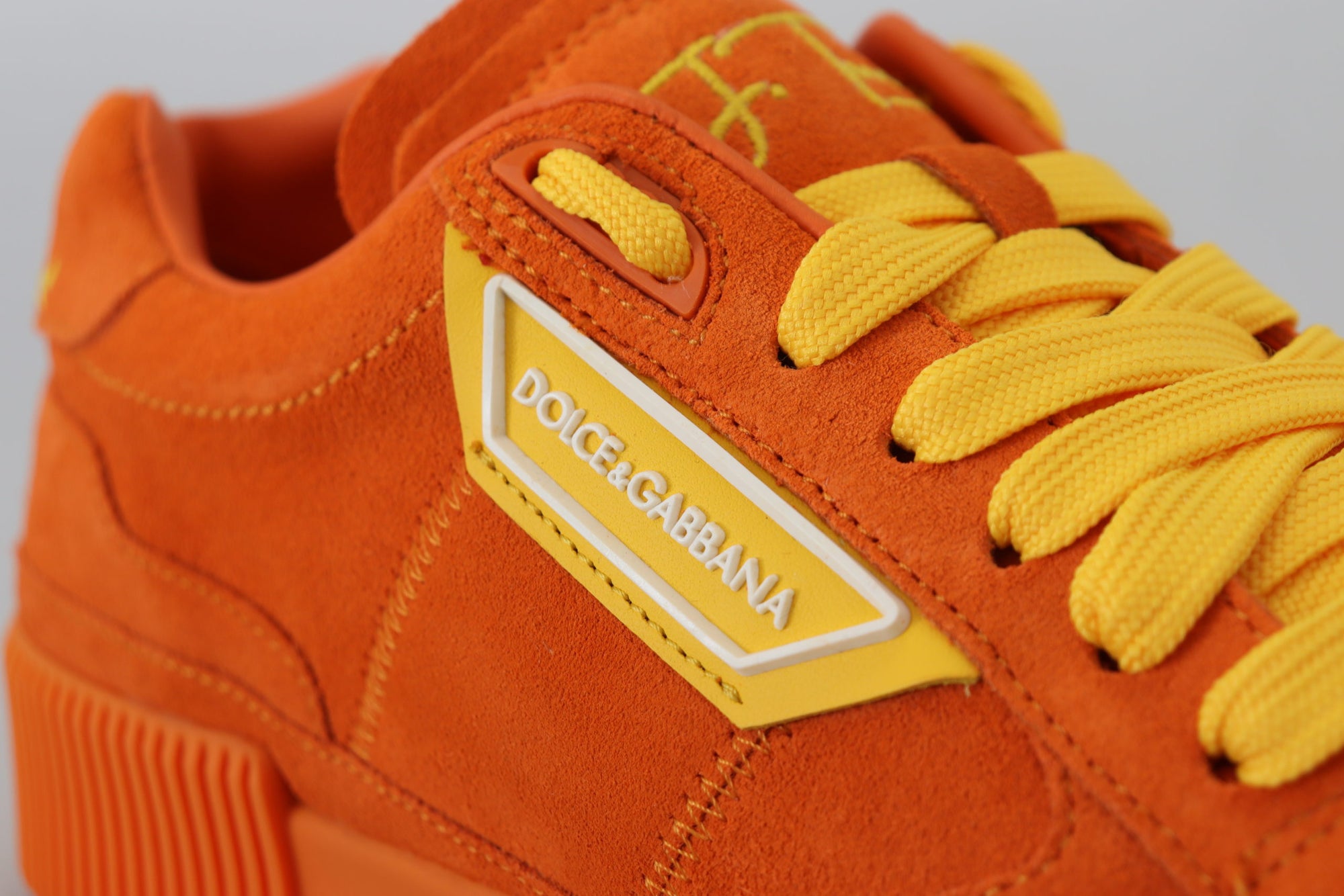 Baskets à lacets en daim orange chic Dolce &amp; Gabbana