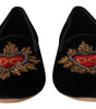 Dolce & Gabbana Black DG Sacred Heart Patch Slip On Flat Shoes