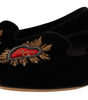 Dolce & Gabbana Black DG Sacred Heart Patch Slip On Flat Shoes