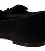 Dolce & Gabbana Black DG Sacred Heart Patch Slip On Flat Shoes