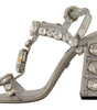 Dolce & Gabbana Silver Crystals Strap Buckle High Heel Sandals