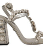 Dolce & Gabbana Silver Crystals Strap Buckle High Heel Sandals