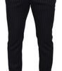 Dolce & Gabbana Black Wool Striped Chino Pants