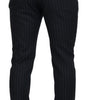 Dolce & Gabbana Black Wool Striped Chino Pants