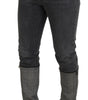 Dolce & Gabbana Gray Cotton Checkered Leg Men Denim Jeans